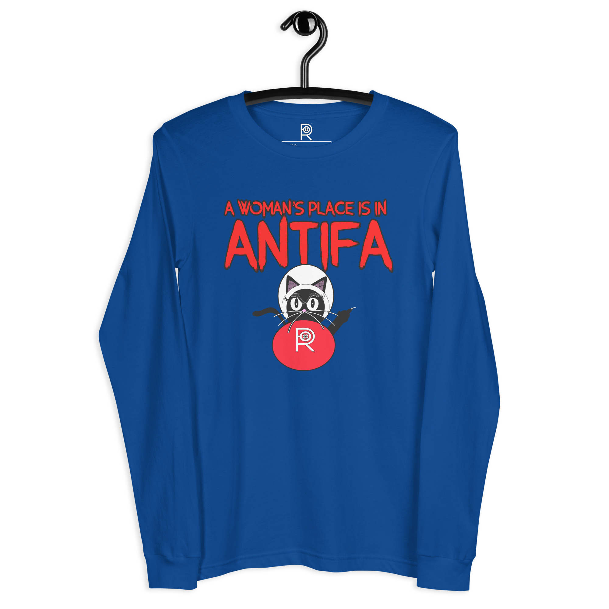 R - A Woman's Place Is In Antifa Dark Style Unisex Long Sleeve Tee - Image 12