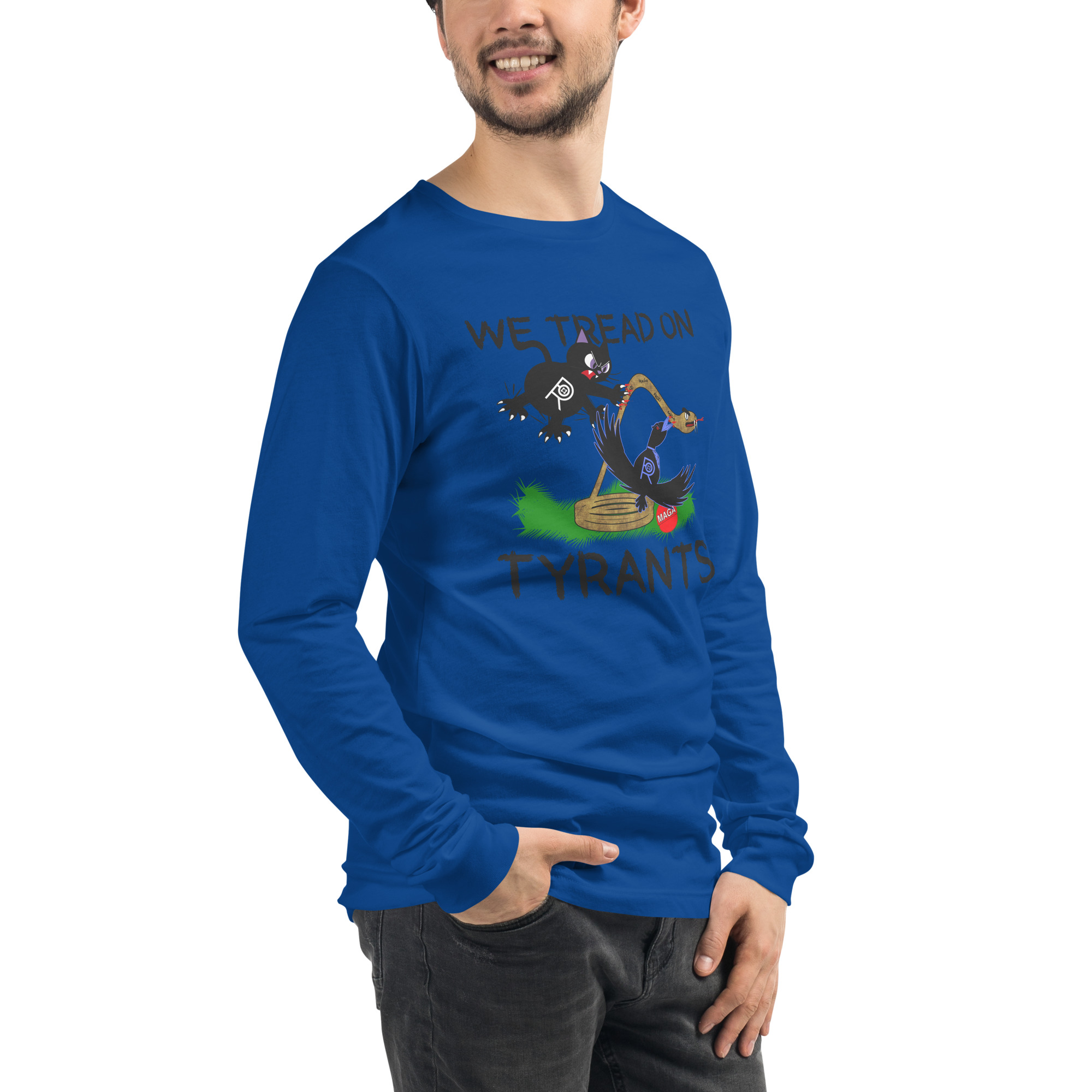 R - We Tread On Tyrants Light Style Unisex Long Sleeve Tee - Image 3